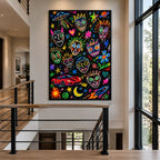 Peinture à l'huile de dessin animé graffiti présentant un sujet graphique ludique avec des détails picturaux vivants.