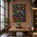 Peinture à l'huile de dessin animé graffiti présentant un sujet graphique ludique avec des détails picturaux vivants.