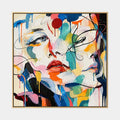 Portrait graffiti et peinture à l'huile représentant une figure ou un portrait expressif rendu avec des détails picturaux.