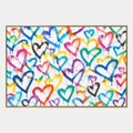 Dipinto ad olio Graffiti Love con un soggetto romantico espresso attraverso forma e colore pittorici.