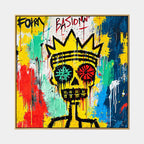 Graffiti portraiture & figure oil painting featuring an expressive figure or portrait rendered with painterly detail in a yellow palette.
