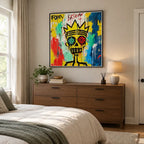 Graffiti portraiture & figure oil painting featuring an expressive figure or portrait rendered with painterly detail in a yellow palette.