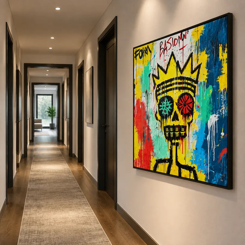Graffiti portraiture & figure oil painting featuring an expressive figure or portrait rendered with painterly detail in a yellow palette.