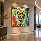 Graffiti portraiture & figure oil painting featuring an expressive figure or portrait rendered with painterly detail in a yellow palette.