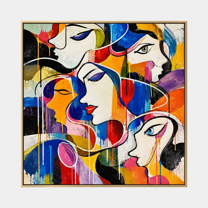 Ritrattistica di graffiti e pittura a olio con figure espressive o ritratti resi con dettagli pittorici.