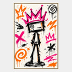 Peinture à l'huile de dessin animé graffiti présentant un sujet graphique ludique avec des détails picturaux vivants.