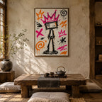Peinture à l'huile de dessin animé graffiti présentant un sujet graphique ludique avec des détails picturaux vivants.