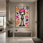 Peinture à l'huile de dessin animé graffiti présentant un sujet graphique ludique avec des détails picturaux vivants.