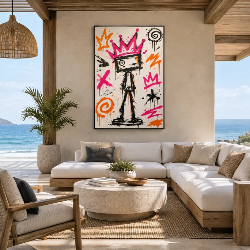 Peinture à l'huile de dessin animé graffiti présentant un sujet graphique ludique avec des détails picturaux vivants.