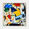 Ritrattistica di graffiti e pittura a olio con figure espressive o ritratti resi con dettagli pittorici in una tavolozza beige.