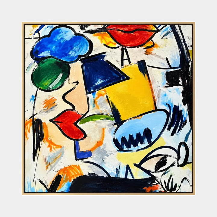 Ritrattistica di graffiti e pittura a olio con figure espressive o ritratti resi con dettagli pittorici in una tavolozza beige.