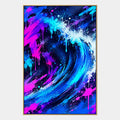 Peinture à l'huile abstraite et conceptuelle de graffitis présentant des marques abstraites superposées, une texture et un mouvement pictural expressif dans une palette bleue.