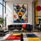 Ritrattistica di graffiti e pittura a olio con figure espressive o ritratti resi con dettagli pittorici.