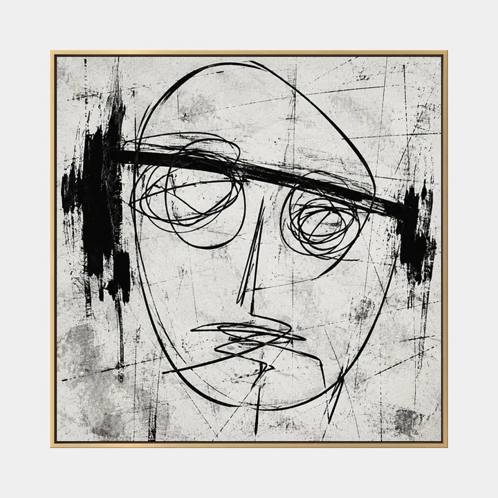 Ritrattistica di graffiti e pittura a olio con figure espressive o ritratti resi con dettagli pittorici in una tavolozza di bianco e nero.