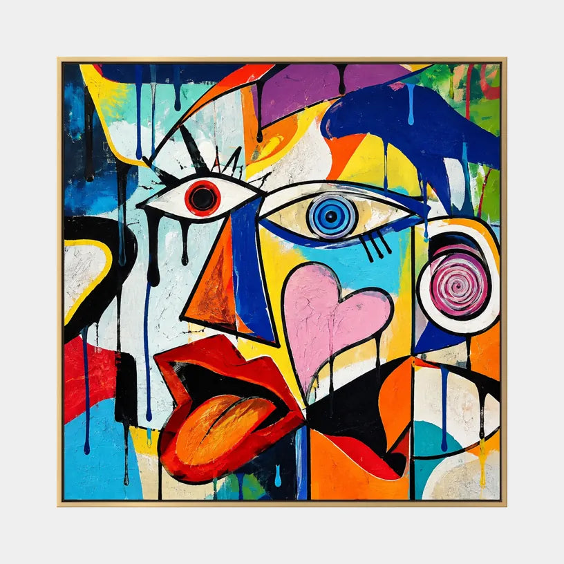 Retrato de graffiti y pintura al óleo de figuras que presentan una figura o retrato expresivo representado con detalles pictóricos.