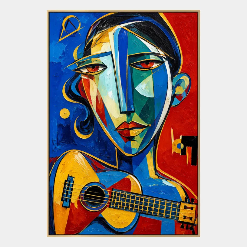 Ritrattistica di graffiti e pittura a olio con figure espressive o ritratti resi con dettagli pittorici in una tavolozza blu.
