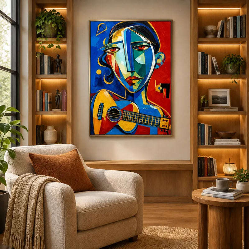 Graffiti-Porträt- und Figurenölgemälde mit einer ausdrucksstarken Figur oder einem Porträt mit malerischen Details in einer blauen Farbpalette.