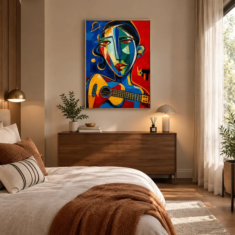 Graffiti-Porträt- und Figurenölgemälde mit einer ausdrucksstarken Figur oder einem Porträt mit malerischen Details in einer blauen Farbpalette.