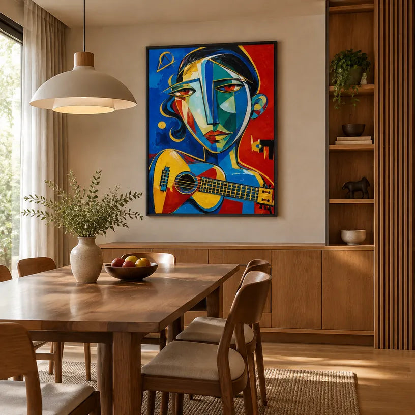 Graffiti-Porträt- und Figurenölgemälde mit einer ausdrucksstarken Figur oder einem Porträt mit malerischen Details in einer blauen Farbpalette.