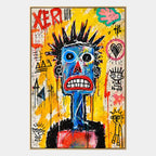 Graffiti-Porträt- und Figurenölgemälde mit einer ausdrucksstarken Figur oder einem Porträt mit malerischen Details in einer gelben Palette.