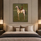 Mid-Century Modern animals oil painting featuring an expressive animal subject rendered with visible brushwork in a green palette.