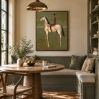 Mid-Century Modern animals oil painting featuring an expressive animal subject rendered with visible brushwork in a green palette.