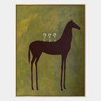 Mid-Century Modern animals oil painting featuring an expressive animal subject rendered with visible brushwork in a green palette.
