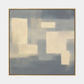 Pittura a olio astratta e concettuale minimalista con segni astratti stratificati, consistenza e movimento pittorico espressivo in una tavolozza grigia.