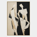 Minimalist portraiture & figure oil painting showing a stylized figure or portrait with expressive painterly shapes in a beige palette.