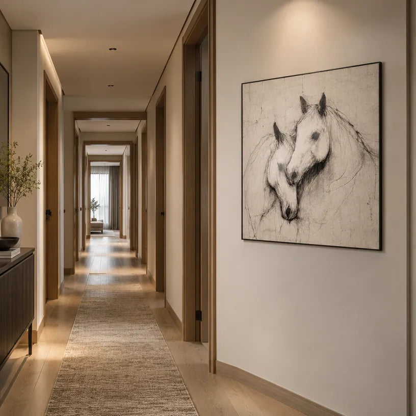 Minimalist animals oil painting showing an expressive animal subject rendered with visible brushwork in a beige palette.