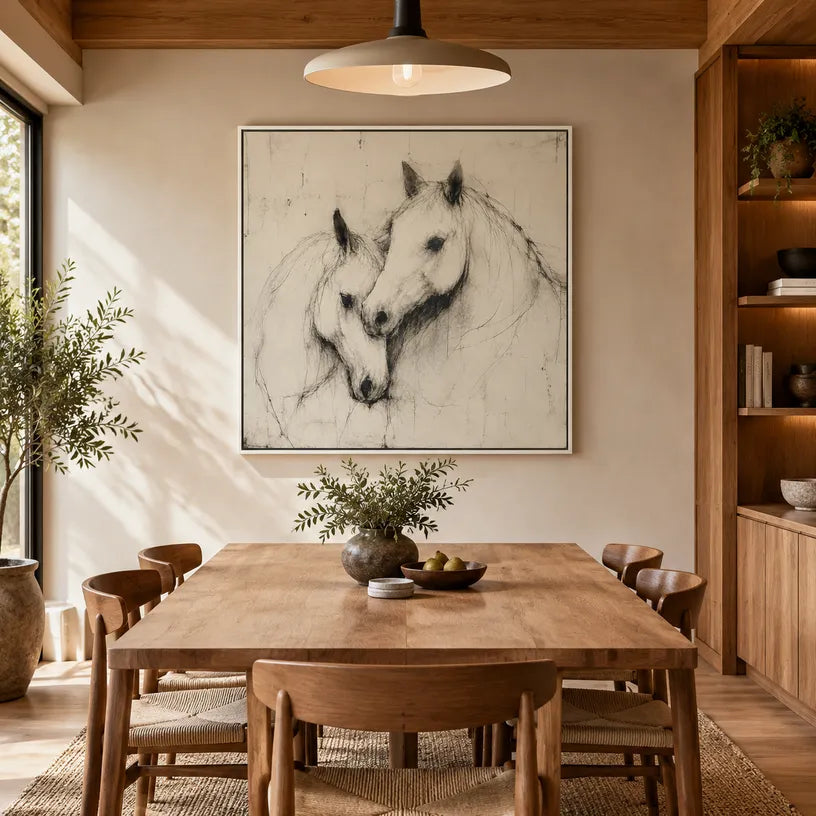 Minimalist animals oil painting showing an expressive animal subject rendered with visible brushwork in a beige palette.
