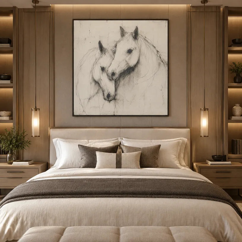 Minimalist animals oil painting showing an expressive animal subject rendered with visible brushwork in a beige palette.