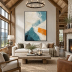 Minimalist abstract & conceptual oil painting featuring layered abstract marks, texture and expressive painterly movement in a beige palette.