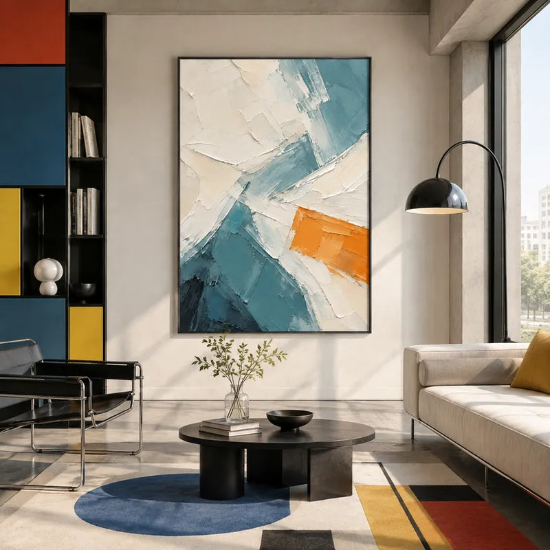 Minimalist abstract & conceptual oil painting featuring layered abstract marks, texture and expressive painterly movement in a beige palette.