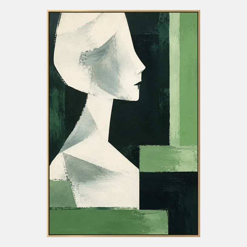 Minimalistisches Porträt- und Figurenölgemälde mit einer ausdrucksstarken Figur oder einem Porträt mit malerischen Details.