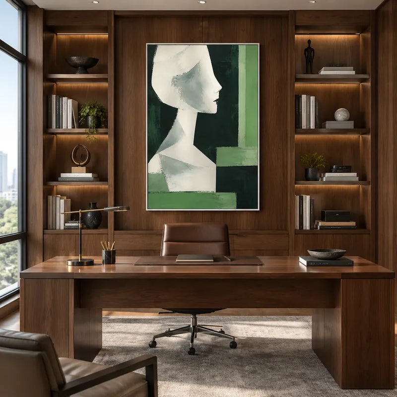 Minimalistisches Porträt- und Figurenölgemälde mit einer ausdrucksstarken Figur oder einem Porträt mit malerischen Details.