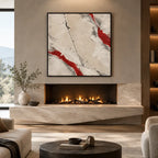 Pittura a olio minimalista astratta e concettuale con segni astratti stratificati, consistenza e movimento pittorico espressivo in una tavolozza beige.