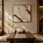 Pittura a olio minimalista astratta e concettuale con segni astratti stratificati, consistenza e movimento pittorico espressivo in una tavolozza beige.
