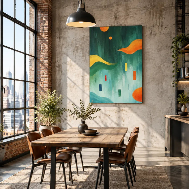 Pittura a olio minimalista astratta e concettuale con segni astratti stratificati, consistenza e movimento pittorico espressivo in una tavolozza verde.