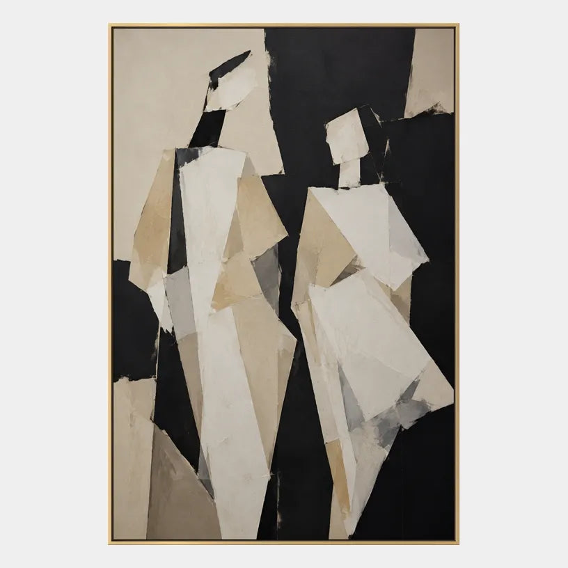 Minimalist portraiture & figure oil painting showing a stylized figure or portrait with expressive painterly shapes in a brown palette.