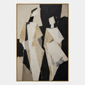 Ritrattistica minimalista e pittura a olio di figura con una figura o un ritratto espressivo reso con dettagli pittorici in una tavolozza in bianco e nero.