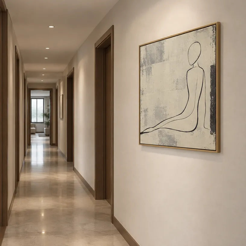 Ritrattistica minimalista e dipinto a olio con figure espressive o ritratti resi con dettagli pittorici in una tavolozza beige.