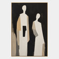 Retrato minimalista y pintura al óleo de figuras que presentan una figura o retrato expresivo representado con detalles pictóricos en una paleta de blanco y negro.