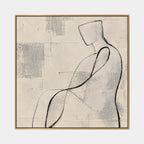 Retrato minimalista y pintura al óleo de figuras que presentan una figura o un retrato expresivo con detalles pictóricos en una paleta beige.