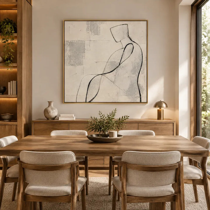 Ritrattistica minimalista e dipinto a olio con figure espressive o ritratti resi con dettagli pittorici in una tavolozza beige.