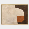 Pittura a olio minimalista astratta e concettuale con segni astratti stratificati, consistenza e movimento pittorico espressivo in una tavolozza beige.