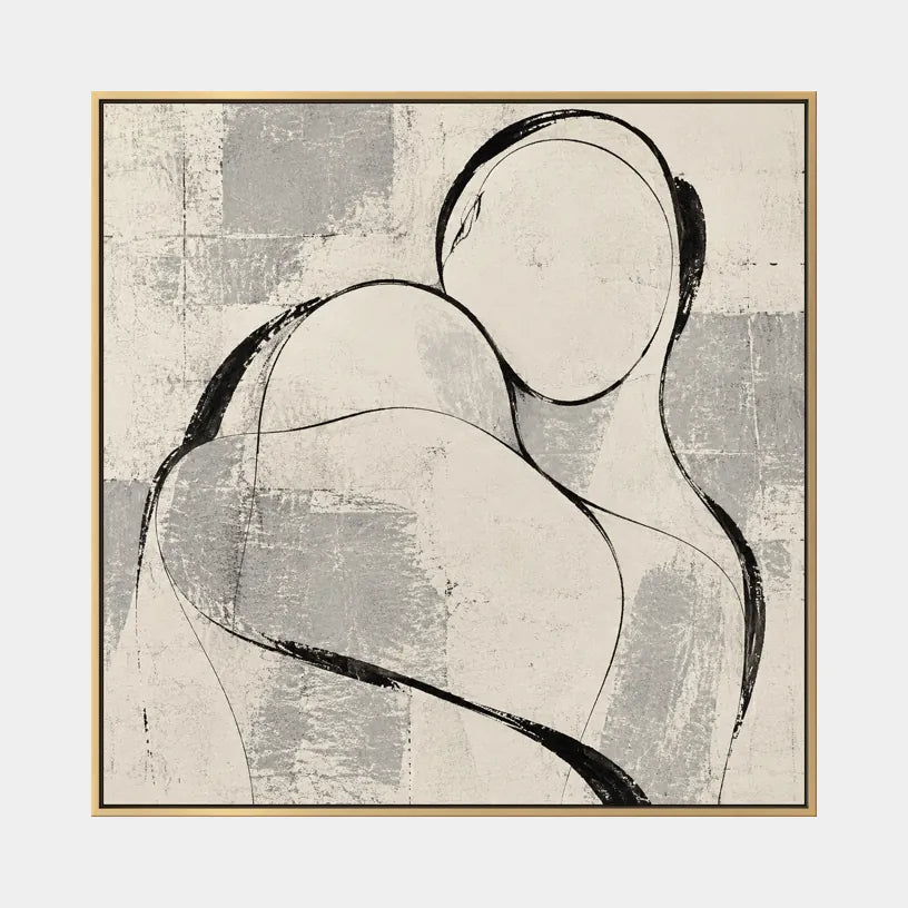 Ritrattistica minimalista e dipinto a olio con figure espressive o ritratti resi con dettagli pittorici in una tavolozza beige.
