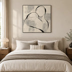 Minimalist portraiture & figure oil painting featuring an expressive figure or portrait rendered with painterly detail in a beige palette.