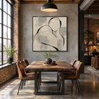 Minimalist portraiture & figure oil painting featuring an expressive figure or portrait rendered with painterly detail in a beige palette.