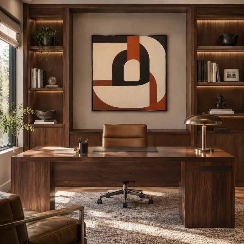Pittura a olio minimalista astratta e concettuale con segni astratti stratificati, consistenza e movimento pittorico espressivo in una tavolozza beige.